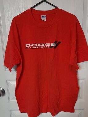 Gildan Men’s Red Dodge Motorsports T-Shirt with White & Black Logo